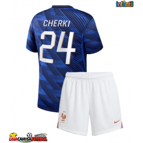 Camisa de Futebol França Rayan Cherki #24 Equipamento Principal Infantil Mundo 2026 Manga Curta (+ Calças curtas)